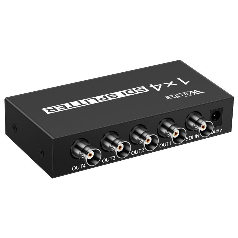 Wiistar SDI 1x4 Splitter Black Amplifier Splitter 1 in to 4 Out SD-SDI HD-SDI 3G-SDI Repeater Extender - Image 5